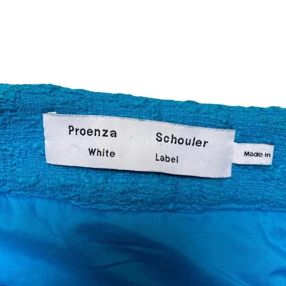 Proenza Schouler White Label Blue Tweed Fringe Mini Skirt Size 0 Cotton - Picture 9 of 11